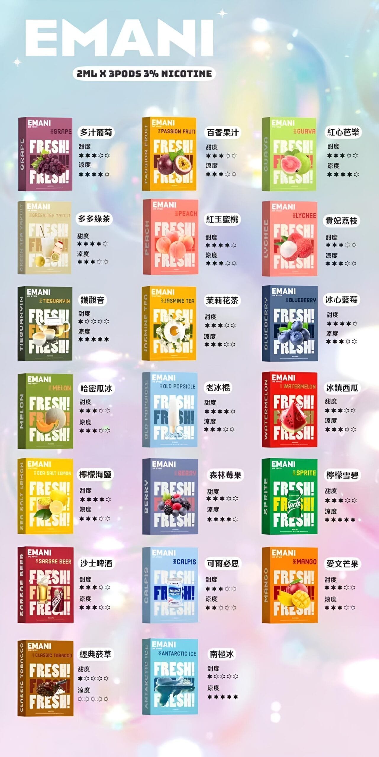 依馬尼煙彈(Emani ) 兼容一代主機- 香濃水果味-原裝正品